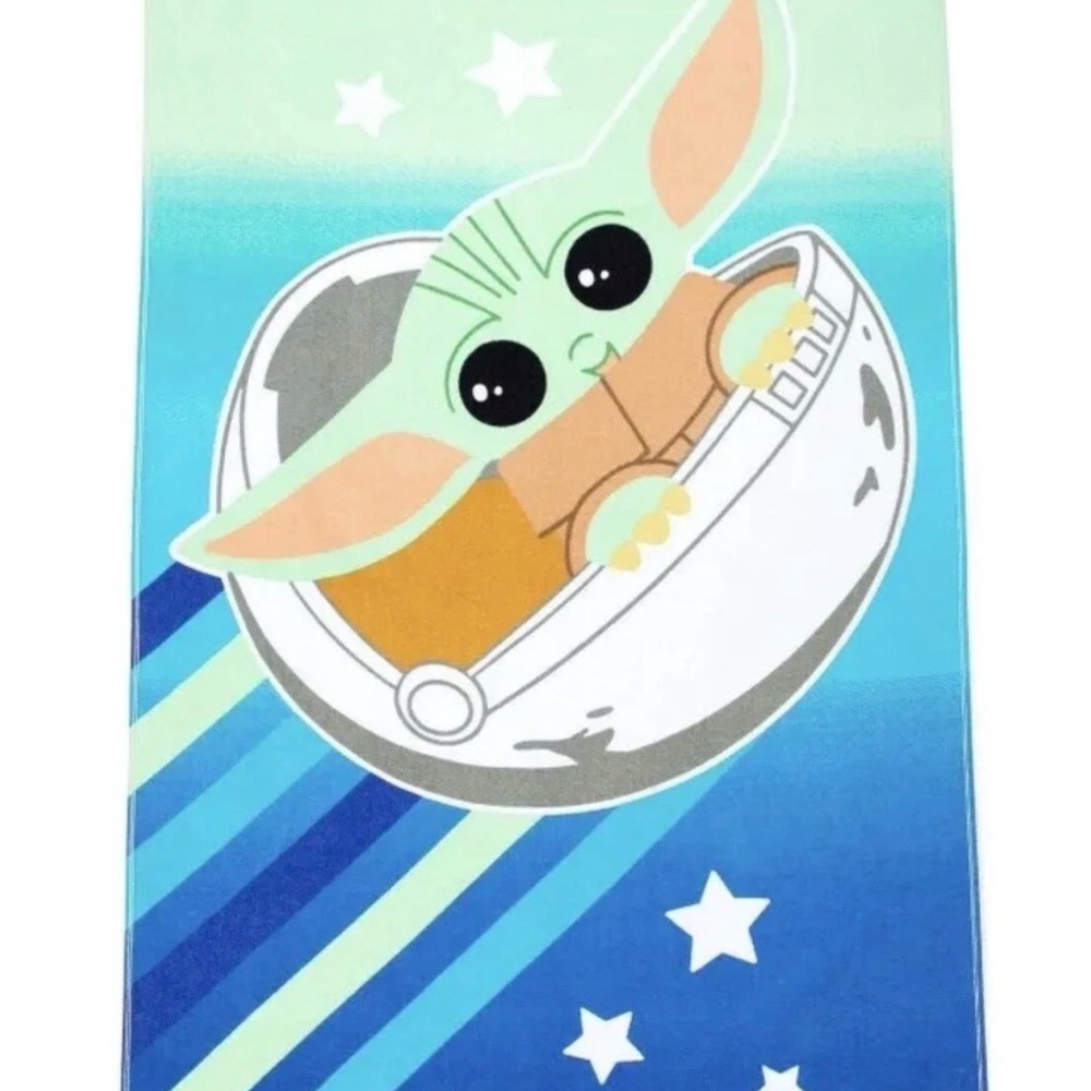Baby Yoda Grogu Beach Towel - Blue & Green